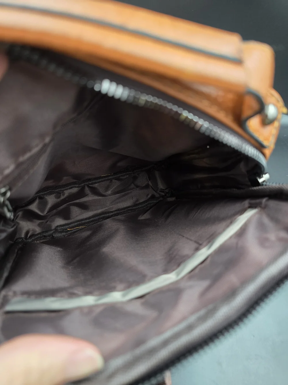 Tan Leather Messenger Crossbody for Men